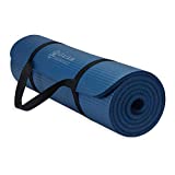 Gaiam Essentials Thick Yoga Mat Fitness & Exercise Mat with Easy-Cinch Yoga Mat Carrier Strap, Navy, 72 InchL x 24 InchW x 2/5 Inch Thick