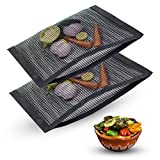 Barbecue Grill Bags (2 Pack, Large) 15"x10" & 12"x11" | Mesh Grill Bags for Outdoor Grilling Reusable, Heat Resistant, Durable And Non-Stick BBQ Mats - 100% PFOA Free Eco-Friendly PTFE Fiberglass