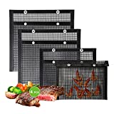 WOHLOPL Grill Bags - Reusable Non-Stick BBQ Mesh Grill Bags, 4 Pieces Large Barbeque Bags for Grilling, Easy to Clean, Two Sizes, 15.7 x 10.6 Inch, 8.66 x 10.6 Inch