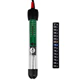 Uniclife Aquarium Heater 25W/50W/100W/200W Adjustable Submersible Heating Rod with Electronic Thermostat LED Indicator Light and Thermometer Sticker for Freshwater Marine Fish Tanks