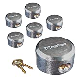 Master Lock 6271KA 6 Pack - 2-7/8in. ProSeries Reinforced Hidden Shackle Rekeyable Pin Tumbler Keyed Alike Padlock, Chrome