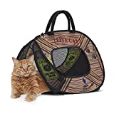 SportPet Designs Cat Carrier with Zipper Lock- Foldable Travel Cat Carrier - Pet Pen, Blue/Brown (CM-0431-CS01)