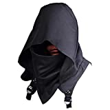 HIBIRETRO Cyberpunk Rogue Cowl Hood Scarf, Winter Unisex Neck Warmer Costume Hooded Cape Hat for Halloween Cosplay and Outdoor Daily Wear (Black)