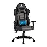 Blue Whale Massage Gaming Chair PU Leather - Ergonomic High Back Racing Game Computer Chair, 155°Reclining and 360°Swivel, Office Desk Chair Equipped with Headrest and Massage Lumbar Pillow