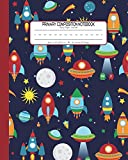 Primary Composition Notebook Story Paper Journal: Dashed Midline And Picture Space School Exercise Book | 120 Story Pages | Red - Rocket (Outer Space Astronomy Series)