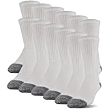 Gildan Men's Polyester Half Cushion Crew Socks, 12-Pack, white, Shoe Size: 10-13