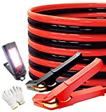 AUTOGEN 100% Copper Jumper Cables 2 Gauge 25 Feet for Car Battery Heavy Duty Jumper Cables 1000AMP Smart Booster Cables with Pure Copper Clips Carry Bag and Light