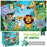 Jumbo Floor Puzzle for Kids Animal Jigsaw Large Puzzles 48 Piece Ages 3-6 for Toddler Children Learning Preschool Educational Intellectual Development Toys 4-8 Years Old Gift for Boys and Girls