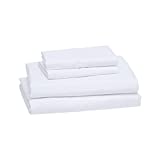 Amazon Basics Lightweight Super Soft Easy Care Microfiber Bed Sheet Set with 14-Inch Deep Pockets - Queen, Bright White