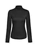 KLOTHO Black Turtleneck Women Shirts Long Sleeve Athletic Casual Tops for Women Medium