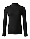 Going Out Tops for Women Black Ribbed Turtleneck Long Sleeve Base Layer Shirts Small