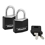Master Lock 131T Covered Aluminum Keyed Alike Padlocks, 2 Pack, Black, 2 Count