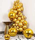 SUWEN Metallic Chrome Gold Balloons and Gold Orbz Balloon 69PCS Latex Helium Balloon and Foil Balloon kit for Birthday Graduation Wedding Shower Anniversary Party Decorations