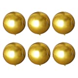 4D Gold Foil Balloon 10 inch Mylar Helium Balloon for Birthday Wedding Baby Shower Party Favor Supplies, Pack of 20
