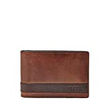 Fossil Men's Quinn Leather Slim Minimalist Bifold Front Pocket Wallet, Brown