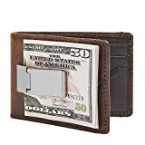 HOJ Co. DEACON ID BIFOLD Front Pocket Wallet For Men | Full Grain Leather | Bifold Wallet With Money Clip (Brown Natural Grain)