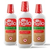 Hello Kids Wild Strawberry Natural Flavor Anticavity Fluoride Rinse - Vegan, Alcohol Free, and SLS Free Mouthwash for Children Age 2 and Up - 16 Ounce (Pack of 3)