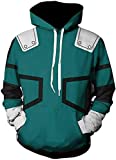 Kids Boku No Hero Academia My Hero Academia Izuku Midoriya Hoodies Sweatshirt Cosplay Costume Training Suit Jacket (X-Large, Green)