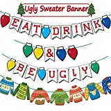 Funnlot Ugly Christmas Sweater Party Decorations Ugly Sweater Party Banner Tacky Sweater Decorations Ugly Sweater Party Supplies Eat Drink And Be Ugly Banner Tacky Christmas Sweater Garland For Wintertime Holiday Office Xmas Party Supplies