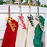 6 PCS Personalized Christmas Stockings Name Tags Custom Wood Names Handmade Cutout Farmhouse Family Xmas Stocking Tag for Home Décor Christmas Name Ornaments Gifts Gold White Black Red Blue
