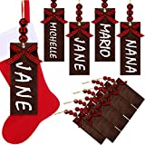 12 Pieces Christmas Stocking Name Tags Unfinished Wood Tags Personalized Blank Wooden Stocking Tags Farmhouse Xmas Stocking Hanging Tag for Christmas Stockings (Red and Black)