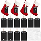 10 Pieces Christmas Stocking Name Tags Wood Stocking Name Tag Unfinished Personalized Wood Stocking Tags Wooden Hanging Name Tag with 4 Pieces Letter Stickers A to Z for Christmas Decoration (Black)