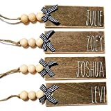 Wood Stocking Name Tags, Personalized Stocking Tags, Farmhouse Christmas Stocking Tag, White and Black Buffalo Check