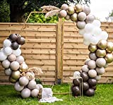 Beaumode DIY Double Stuffed Chocolate Brown and Beige Balloon Garland Arch Kit for Neutral Baby Shower Wild One Wedding Boho 30th Birthday Party Decoration (Chocolate Brown and Beige)