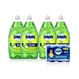 Dawn Dish Soap, Antibacterial Hand Soap, Dishwashing Liquid, Apple Blossom Scent, 4x19.4 oz + 2 Sponges