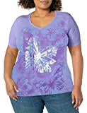 Just My Size Women's Plus-Size Graphic Short Sleeve V-Neck T-Shirt, Salty Purple-Y05542, 2X