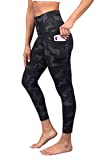 Yogalicious High Waist Soft Printed Ankle Leggings for Women - Black Camo Pocket - XS