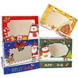 28pcs Christmas Cookie Boxes Bakery Treat Boxes with Window for Pastries Cupcakes Pizza and Party Favor 11.8"x7.9"x2.6" by Superlele