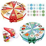KESOTE 2 Sets 12 Days of Christmas Advent Calendar Boxes to Fill, Empty Wine Alcohol Advent Calendar 2021 for Adults Kids Christmas Goody Treat Boxes Small Ornament Gift Boxes - Ribbons and Number Stickers Included