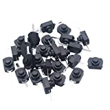 mxuteuk 50pcs Black Mini ON/Off Switch Self-Lock Micro Push Button Switch DC 30V 1A for Light Lamp Wall Outlet DIY SMD Flashlight Type Latching BK-1208