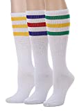 Leotruny 3 Pairs Over the Calf Tube Socks (C01-3pairs Multicoloured)