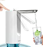 LEALEA 5 Gallon Water Dispenser Foldable Bottle Water Pump Dispenser Portable Electric Drinking Water Pump Automatic Water Dispenser USB Charging for Home Kitchen Office Camping (White)