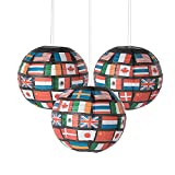 Flags Of All Nations Paper Hanging Lanterns (set of 6) Party Decor