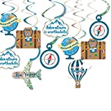 30CT Travel Themed Hanging Swirl Decorations Adventure Awaits Bon Voyage Farewell Retirement Themed Party Spiral Supplies Around the World Wedding Shower Party Ceiling Door Whirls Streamers Supplies