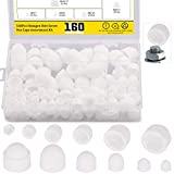 Mardatt 160Pcs 6 Sizes Bolt Covers Screw Caps Assortment Kit M4 M5 M6 M8 M10 M12 Plastic Acorn Nut Dome Hex Cap Cover for Protecting Hexagon Screws Bolts,White