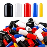 100 Pieces Flexible Rubber End Caps Bolt Rubber Screw Thread Protector End Safety Cover in 5 Sizes 1/8 to 3/8 Inch Multipurpose Storage Supply (Black, Red, White, Yellow, Blue)