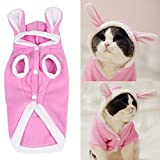 Bro'Bear Plush Rabbit Outfit with Hood & Bunny Ears for Small Dogs & Cats Pink (X-Small)