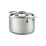 All-Clad BD552043 D5 Brushed 18/10 Stainless Steel 5-Ply Bonded Dishwasher Safe Soup Pot with Lid Cookware, 4-Quart, Silver