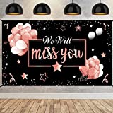 Going Away Party Decorations We Will Miss You Banner Backdrop, Rose Gold Farewell Party Supplies for Women, Goodbye Party Poster Sign Decor for Retirement Graduation Office Work Coworker