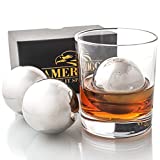 Whiskey Gifts for Men, Whiskey Stones Set of 2 Stainless Steel Ice Balls, Bar Accessories, Birthday Ideas for Him Boyfriend Husband, Unique, Reusable Ice Cubes, Cool Stuff for Dad!