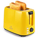 iSiLER 2 Slice Toaster, 1.3 Inches Wide Slot Bagel Toaster with 7 Shade Settings and Double Side Baking, Compact Bread Toaster with Removable Crumb Tray, Defrost Cancel Function Yellow