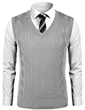COOFANDY Sweater Vest for Men Sleeveless Sweaters Vest Sweater for Men Rhombus Grey M