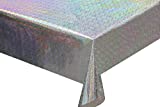 2 Pack Shiny Iridescence Plastic Tablecloths Gift Wrapping Paper Laser Hologram Holographic Rainbow Reusable Table Cover Party Decoration Party Wedding Christmas Brithday Bridal 54" x 108"