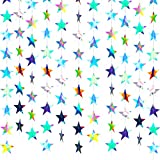 130 Feet Glitter Star Paper Garland Banner Hanging Decoration for Graduation Class of 2022 Congrats Grad Wedding Birthday Festival Party Decoration (Holographic Iridescent)