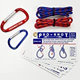 Knot Tying Kit | Pro-Knot Best Rope Knot Cards, two practice cords and a carabiner