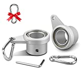 BonyTek Flagpole Ring Set with Bearings, Aluminum Alloy Flag Pole Rings, 360Rotating Flag Mounting Ring, Spinning Flag Pole Clips Kit with Carabiner for 0.75-1.0 Inch Diameter Flagpole|Silver-2 Pack